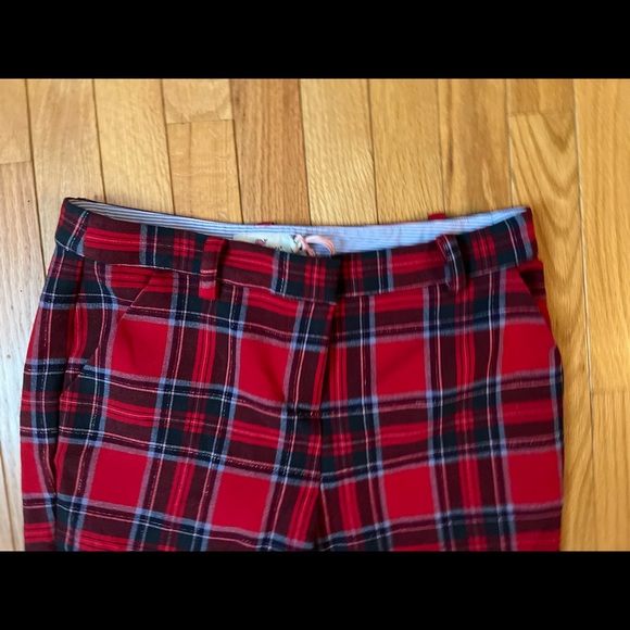 Vineyard Vines Nantucket Tartan Red Velvet Cocktail Pants Size 4 - Picture 8 of 11